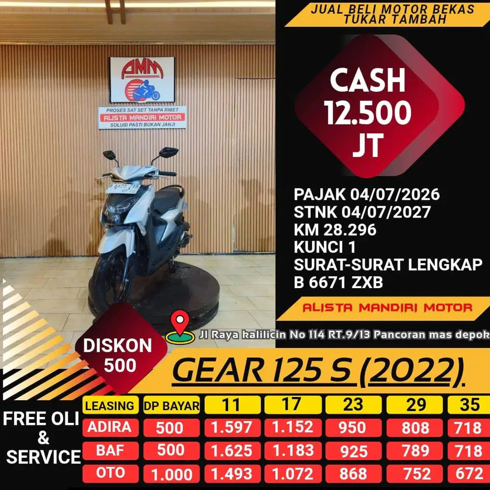 DP 500 AN BISA BAWA PULANG YAMAHA GEAR S TH 2022 PAJAK ON