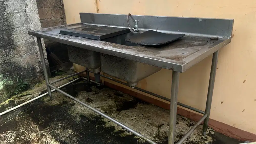 Meja Sink Stainless 2 Bak Kokoh – Harga 1,5 Juta Termasuk Ongkir