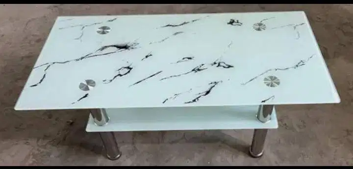 PROMO MEJA TAMU KACA MINIMALIS MOTIF MARBLE SALE TERMURAH