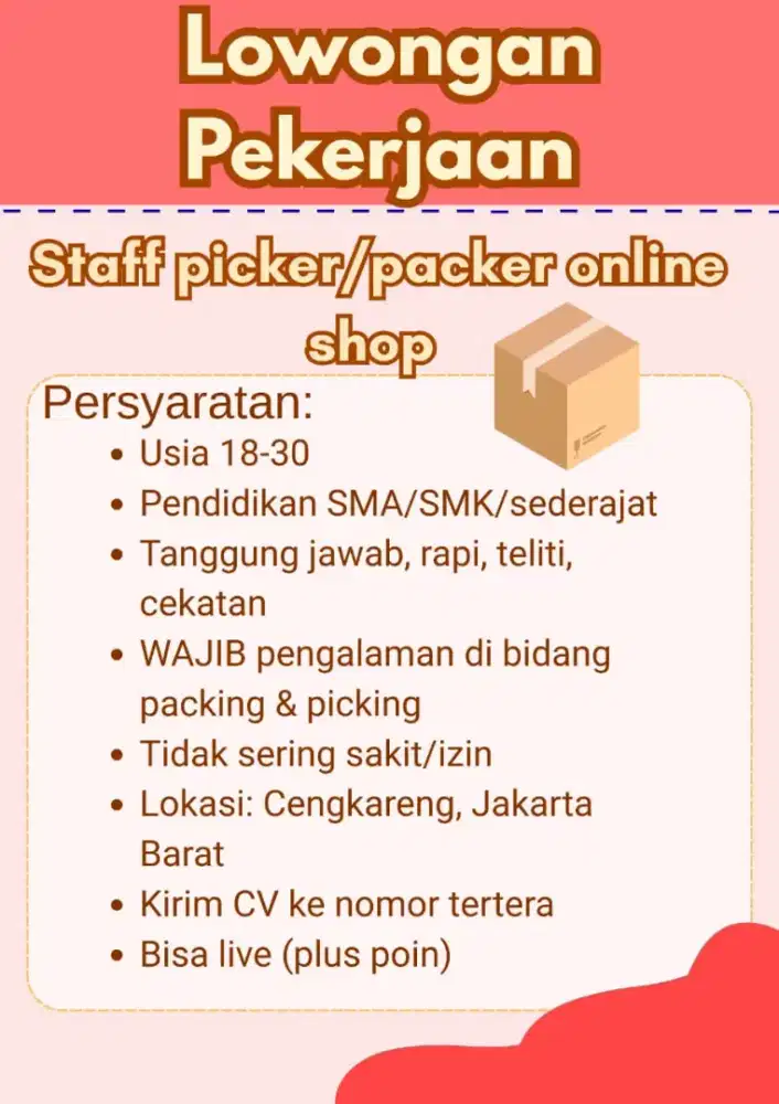 BUTUH CEPAT!! KARYAWAN TOKO ONLINE
