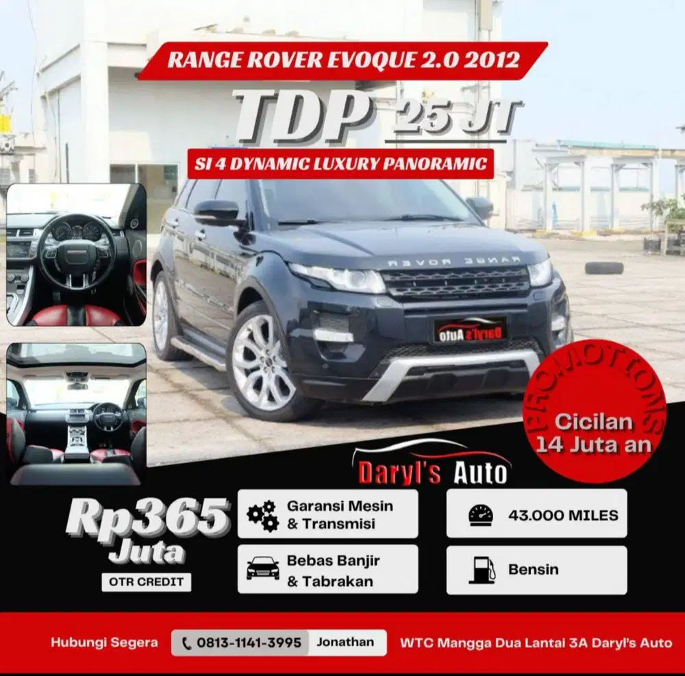 DP 25 Juta Range Rover Evoque 2.0 SI4 Dynamic Luxury Panoramic 2012