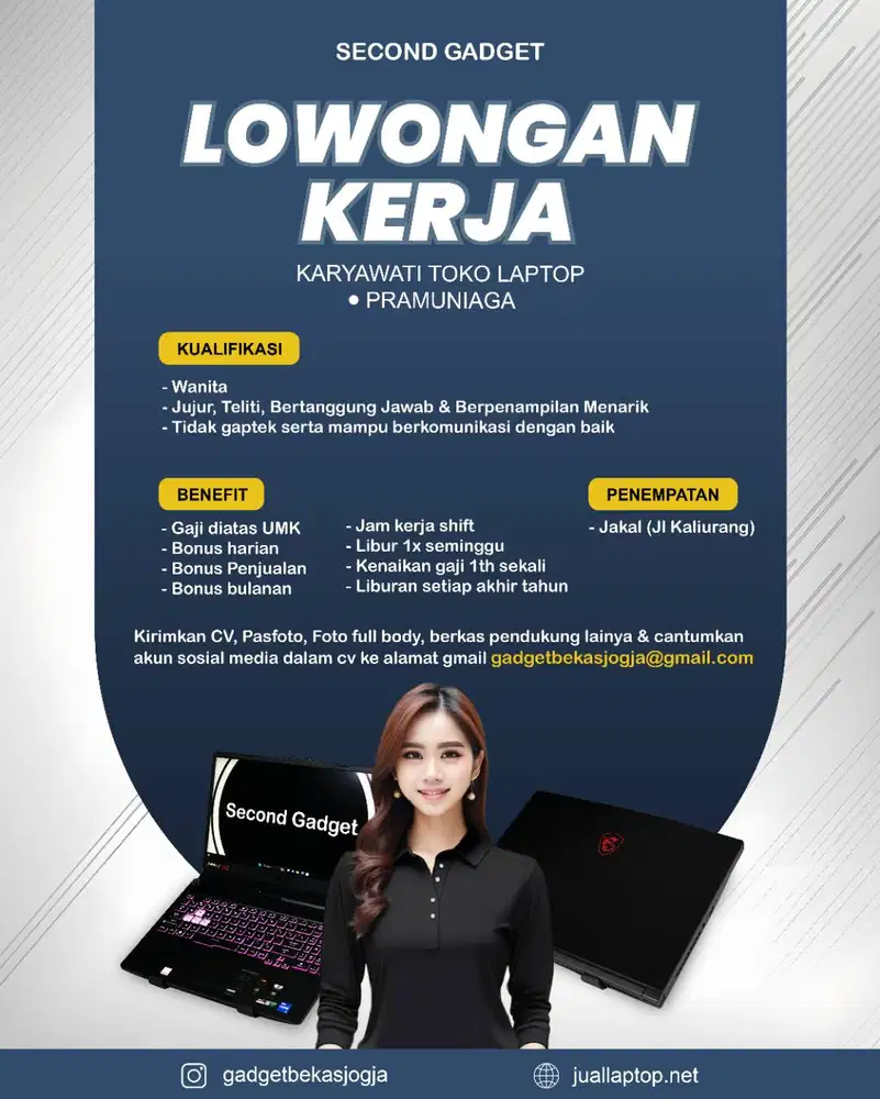 Lowongan KARYAWATI toko laptop