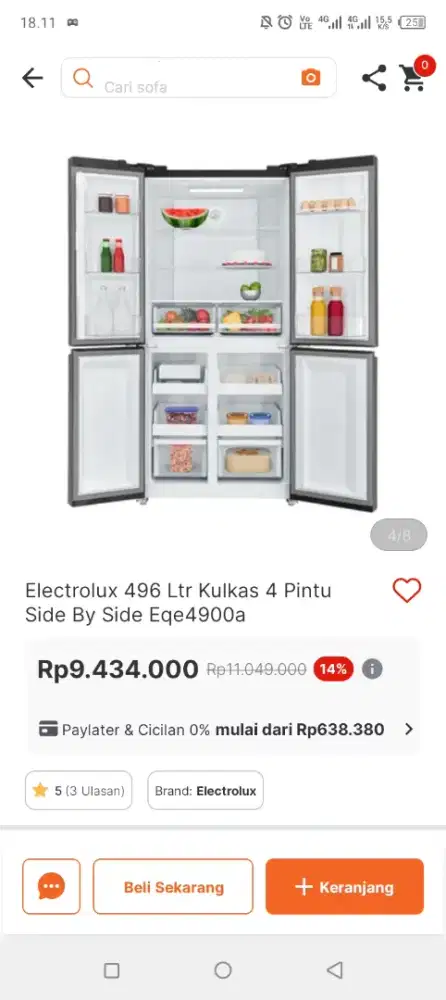 Kulkas side by side elektrolux