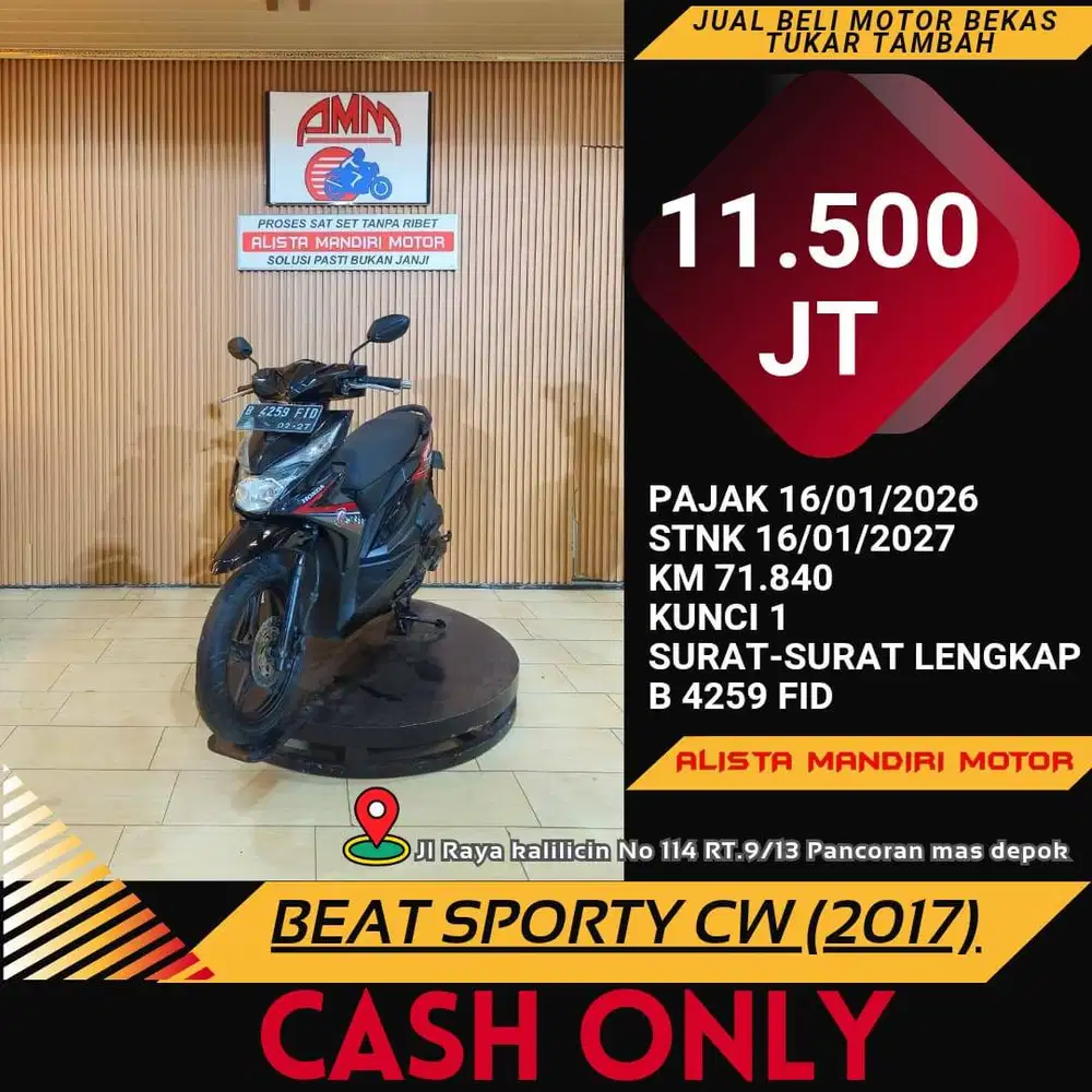 HONDA BEAT SPORTY CW TH 2017 PAJAK ON BISA BAYAR VIA CC / PAYLATER