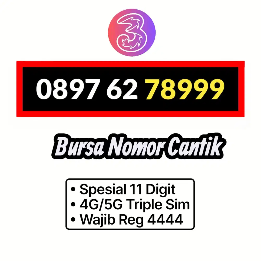 Kartu Cantik 3 Three 11 Digit