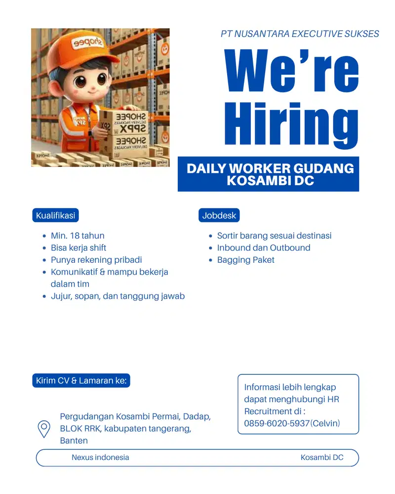 LOWONGAN KERJA GUDANG KOSAMBI DC