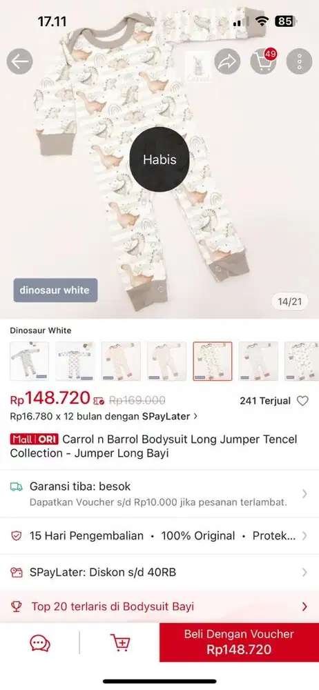 Bundle 3 pcs baju bayi 3-6 bulan