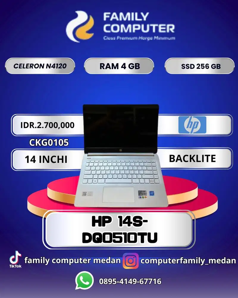HP 14S-DQ0510TU|CELERON N4120|RAM4GB|SSD256GB|14INCI|BACKLITE