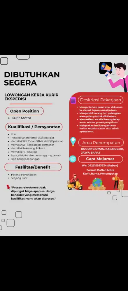 Informasi Lowongan Kerja Terbaru Kurir Motor