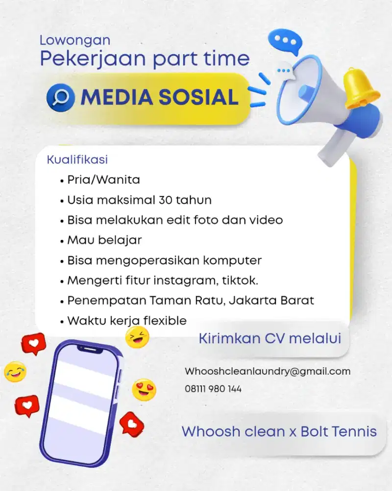 Dibutuhkan Part Timer : Media Sosial