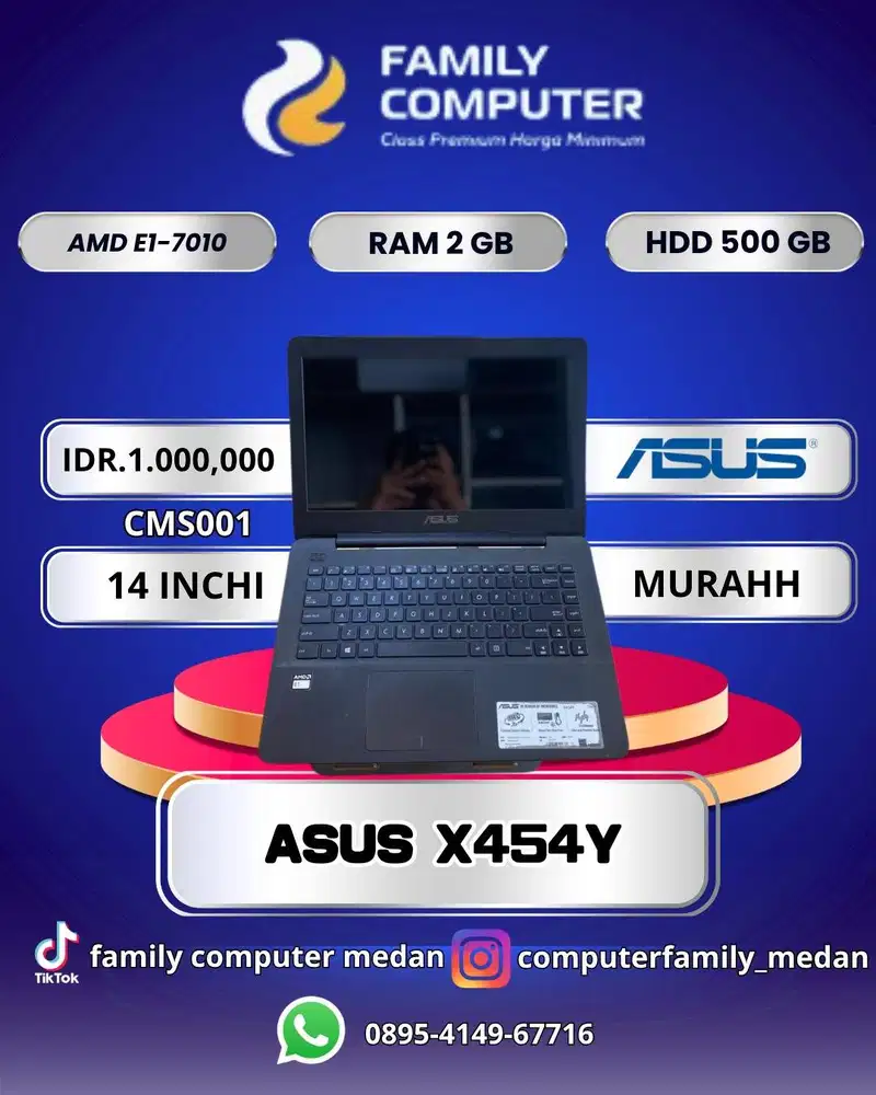 ASUS X454Y|AMD E1-7010|RAM 2GB| HDD 500GB|14INCI|MURAHHH
