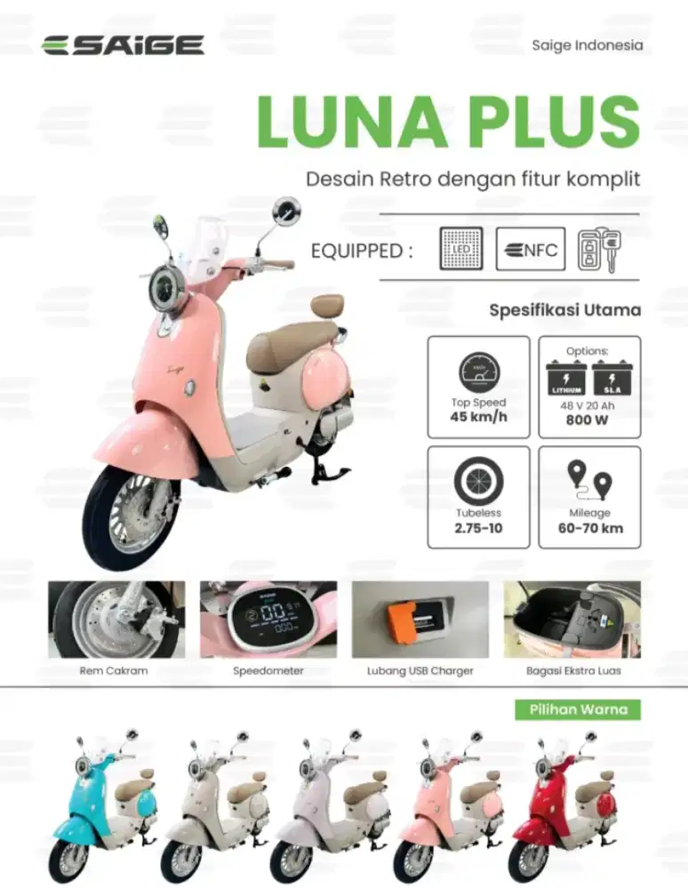 Sepeda listrik saige Luna plus
