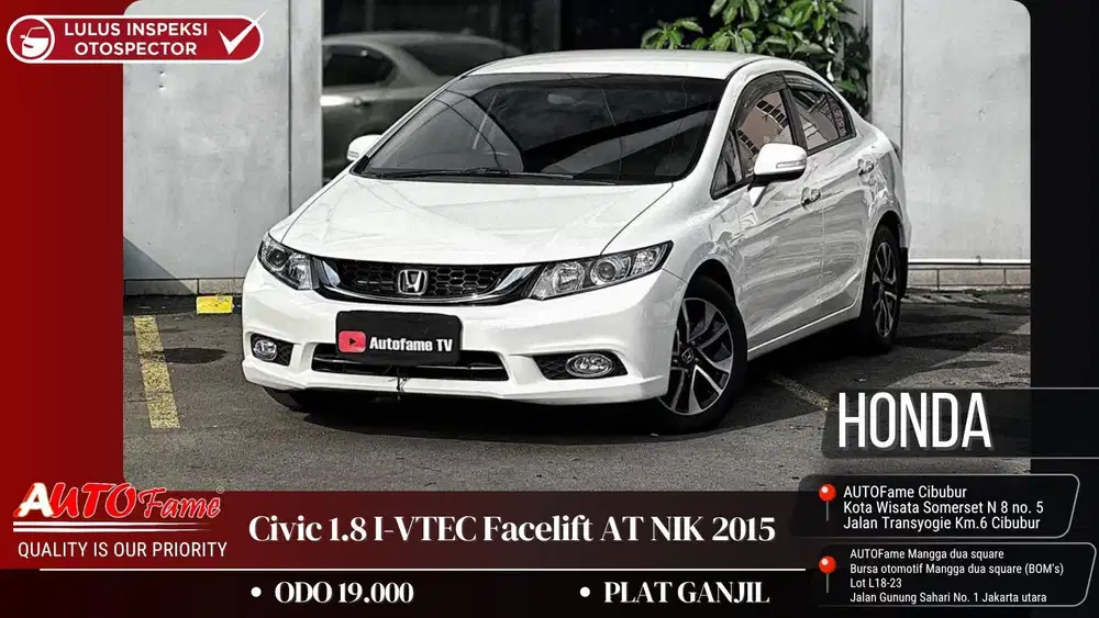Honda Civic 1.8 I-VTEC Facelift AT NIK 2015