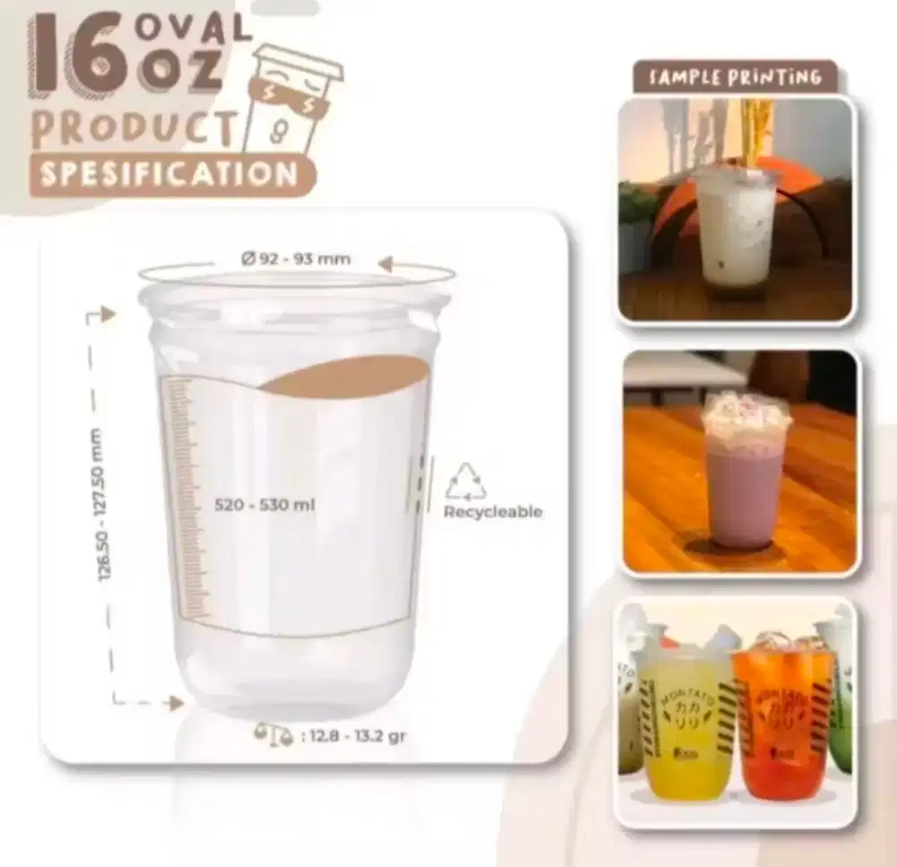 Cup Gelas PET 16 0z 0val - Gelas Cup Kopi Teh
Strawless - IS 950 PCS