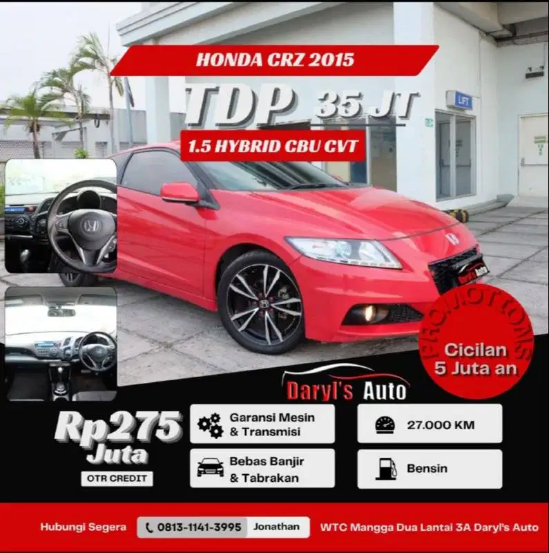 [RARE] DP 35 Juta Honda CRZ CBU 2015