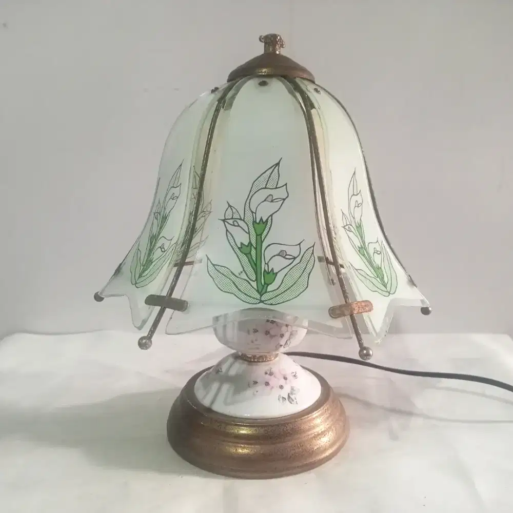 Vintage Lampu Tidur Meja 6 Panel Kaca Dekorasi Aesthetic • Night lamp