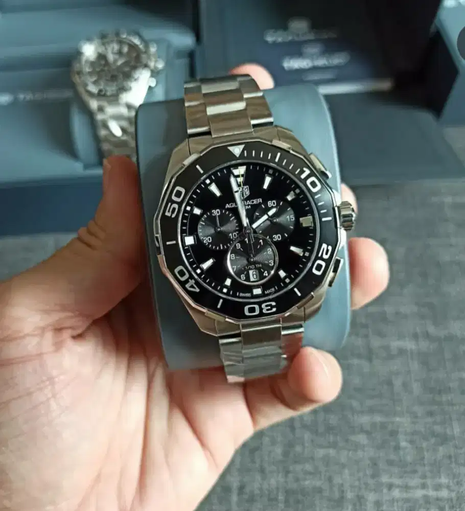 ORIGINAL TAG Heuer Aquaracer Black Dial 300M ChronoDate Ceramic Bezel