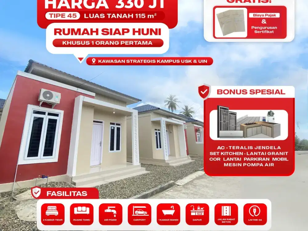 Rumah Dijual Tipe 45 Siap Huni Lokasi Strategis Dekat Kampus UIN & Unsyiah Banda Aceh