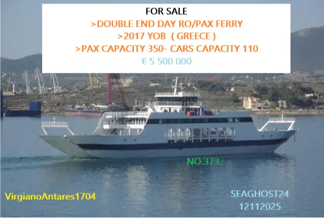 DOUBLE END DAY RO/PAX FERRY 350 PAX 56 2017 YOB  (GREECE)