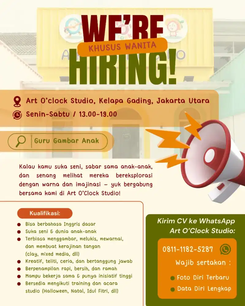 Dibutuhkan segera untuk posisi Guru Gambar