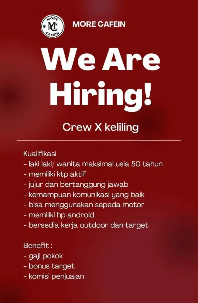 Dicari Riders Kopi Keliling area Pekalongan