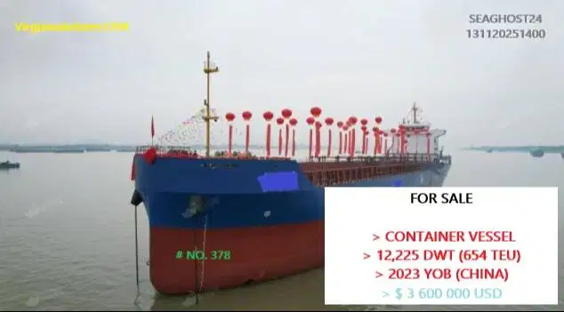 CONTAINER VESSEL  12,225 DWT (654 TEU) 2023 YOB (CHINA)