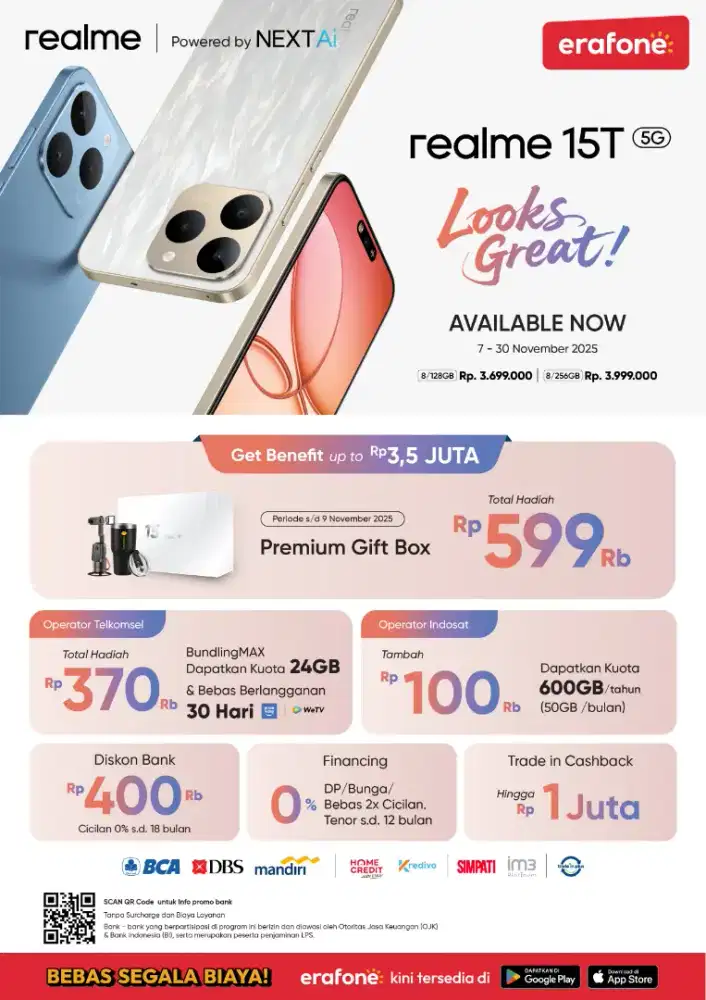 Realme 15T 5G cicilan 0% dan tanpa DP 0%