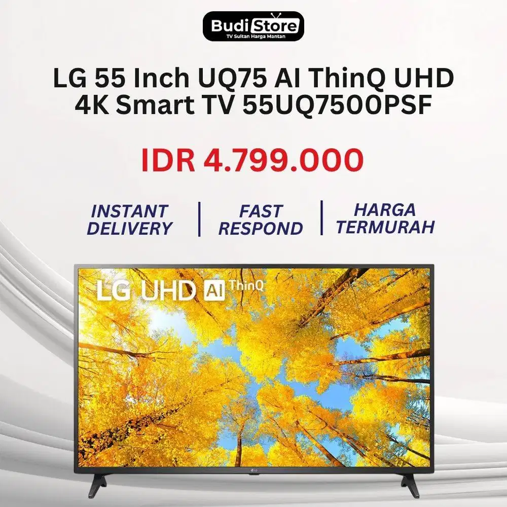 LG 55 Inch UQ75 AI ThinQ UHD 4K Smart TV 55UQ7500PSF