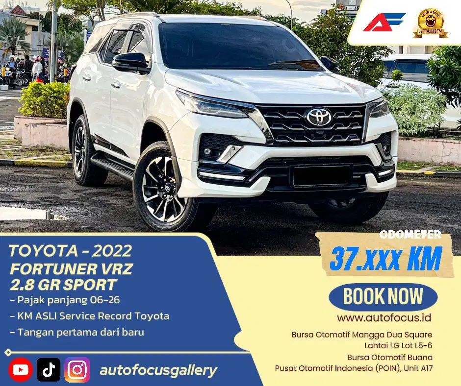 GARANSI 5TH | Toyota Fortuner 2.8 VRZ GR Sport Diesel AT 2022 Putih