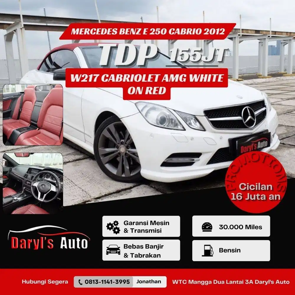 [LOW KM] DP 155 Juta Mercedes Benz E 250 Cabriolet AMG 2012 White Red