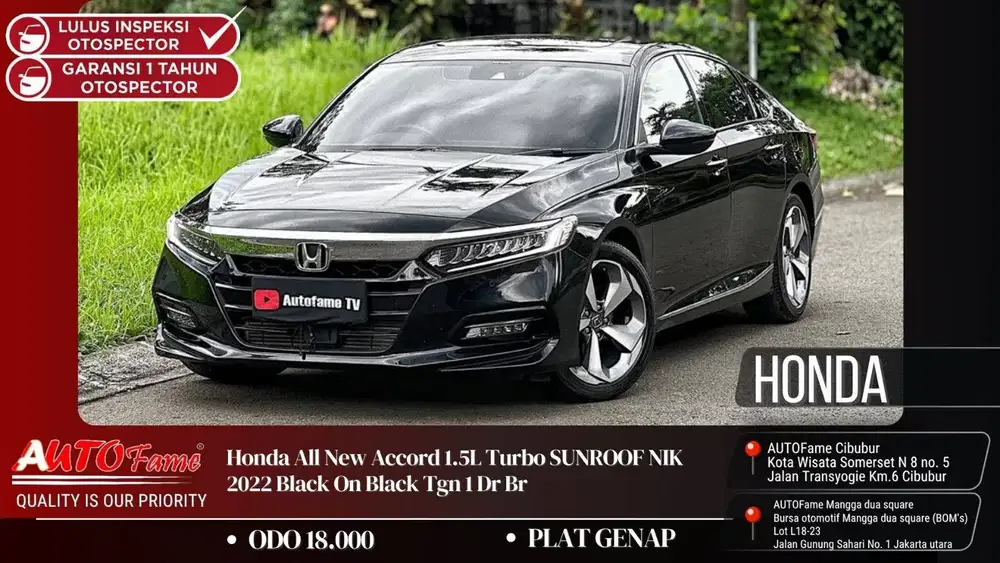 Honda All New Accord 1.5L Turbo SUNROOF NIK 2022