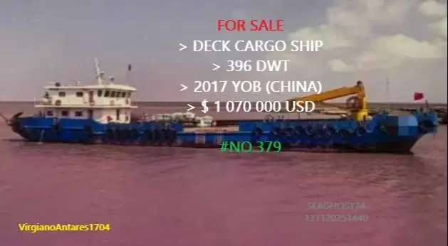 FOR SALE _ DECK CARGO SHIP_; 396 DWT _ 2017 YOB (CHINA)