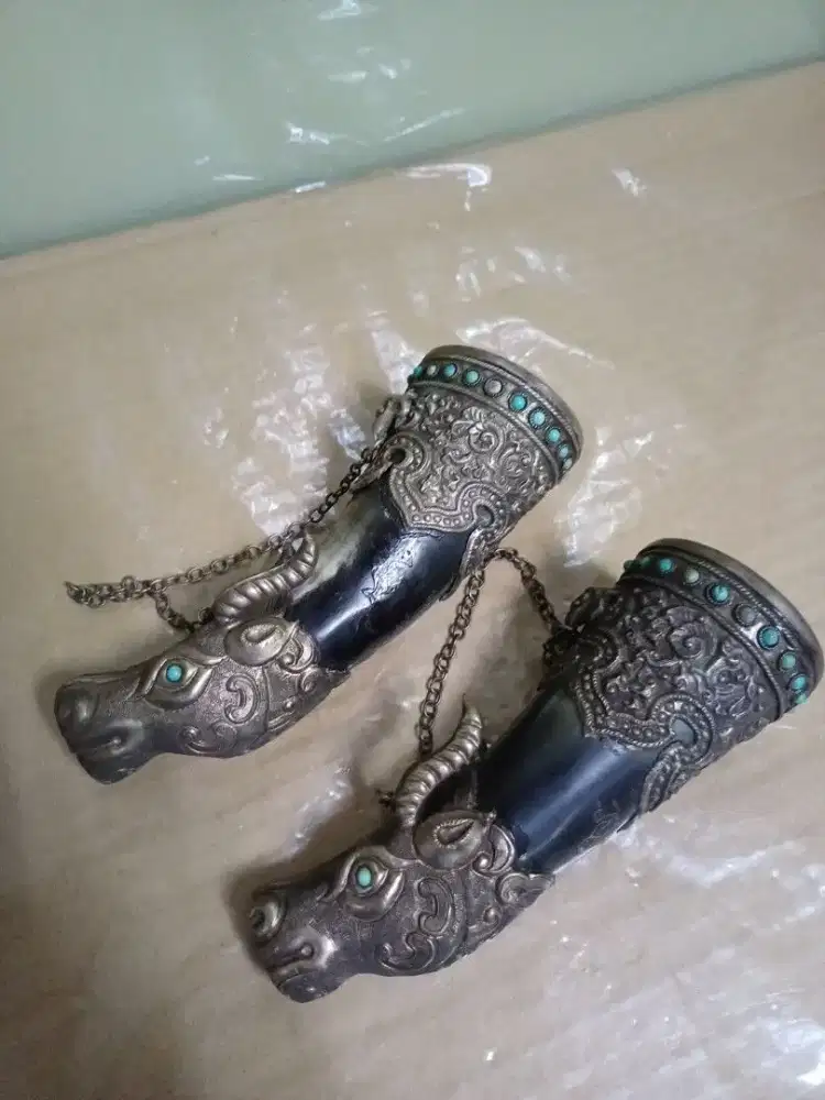 Tibetan Horn Tanduk Cup Antik Vintage Original