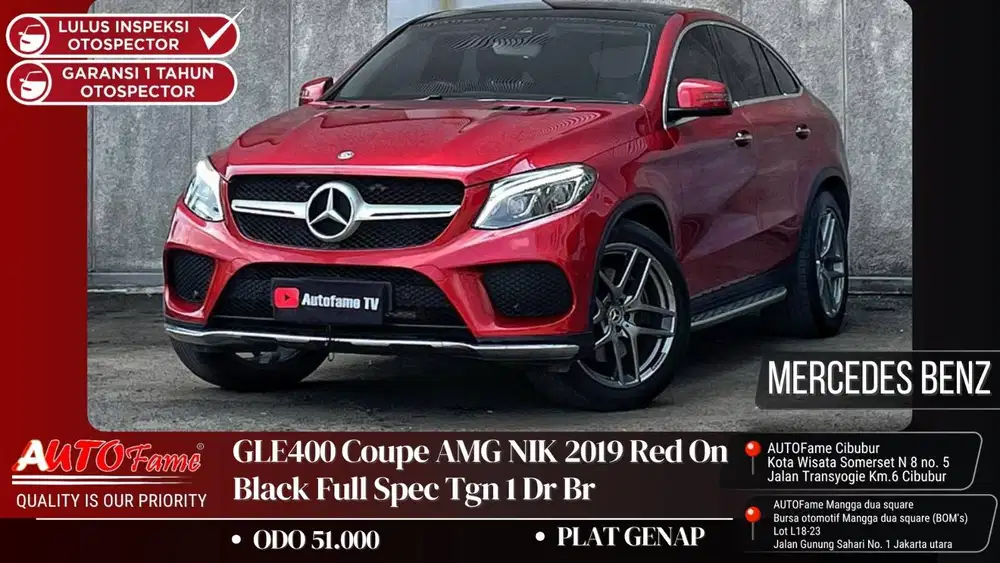 Mercedes Benz GLE400 Coupe AMG NIK 2019 Red On Black Full Spec Tgn 1 D