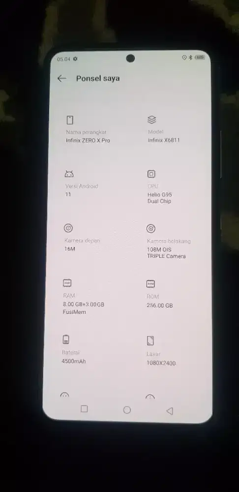Infinix x pro ram 8+3/memori internal 256Gb