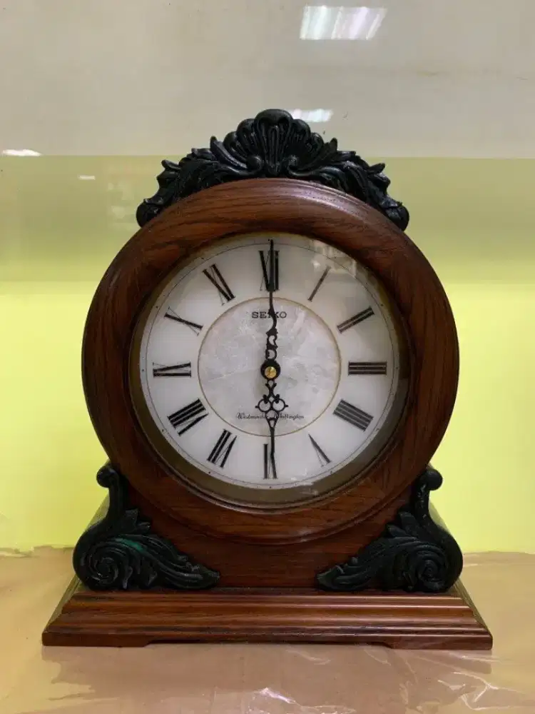 Jam Meja Seiko Westminster Whittington Jam Kayu Antik Vintage Clock