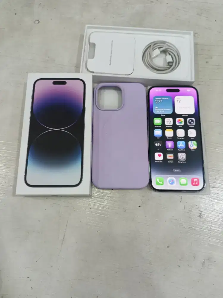 Iphone 14 Promax 256 GB (PA/A) Purple Lengkap.No minus Seperti Baru.