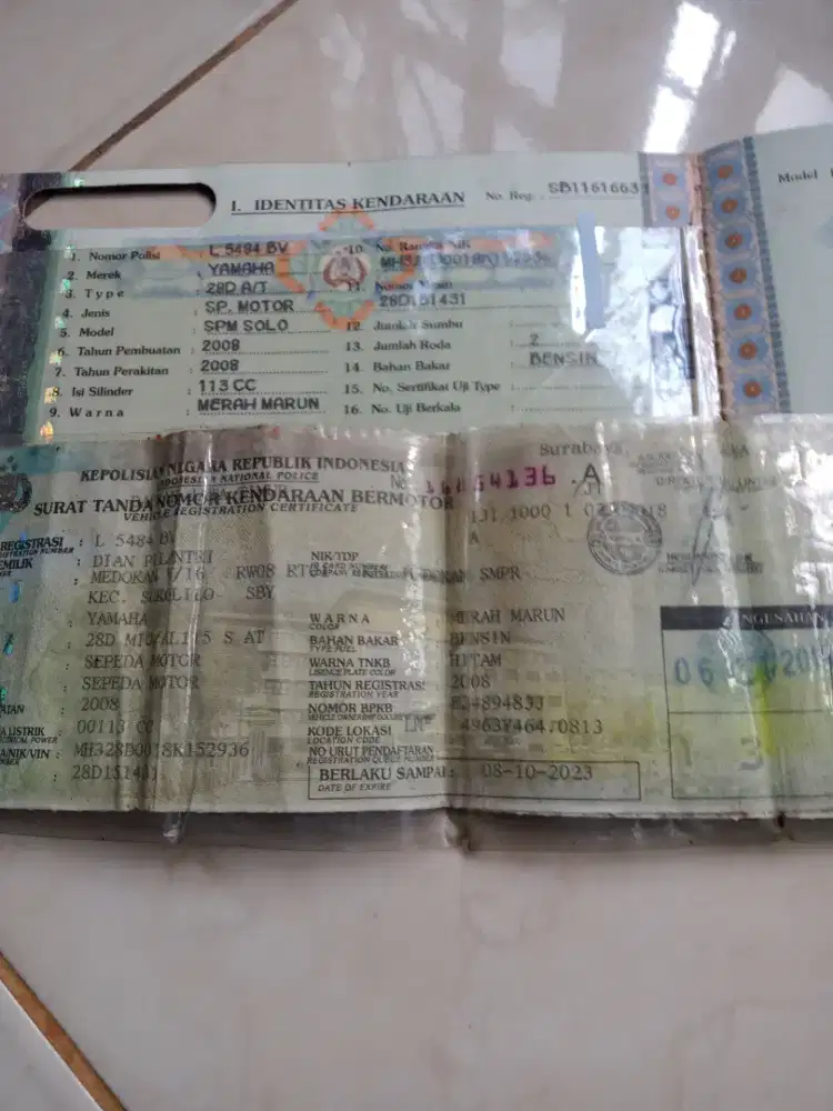 Jual Mio thn 2008surat lengkap mati