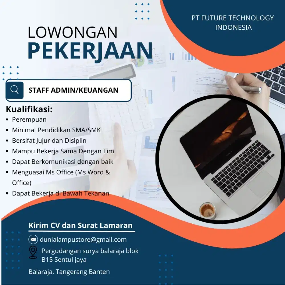 Dicari Staf admin/ Keuangan segera