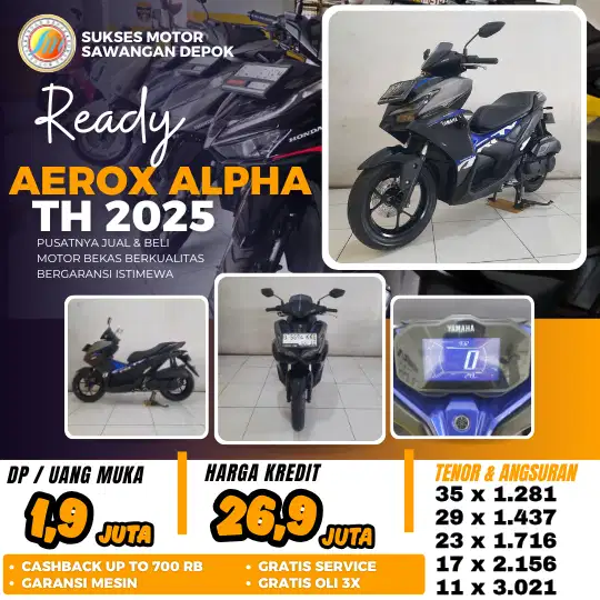 KM 200 PERAK YAMAHA AEROX ALPHA TH 2025 UNIT MULUS BISA KREDIT