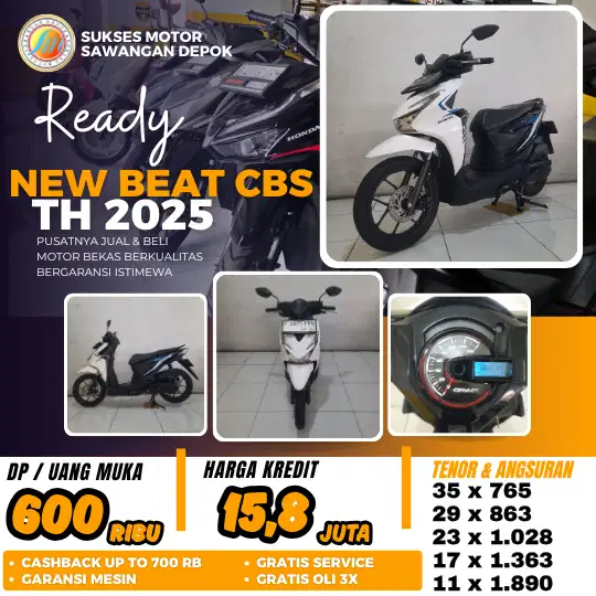 PROMO KREDIT DP 600 HONDA NEW BEAT CBS TH 2025 UNIT MULUS BERGARANSI