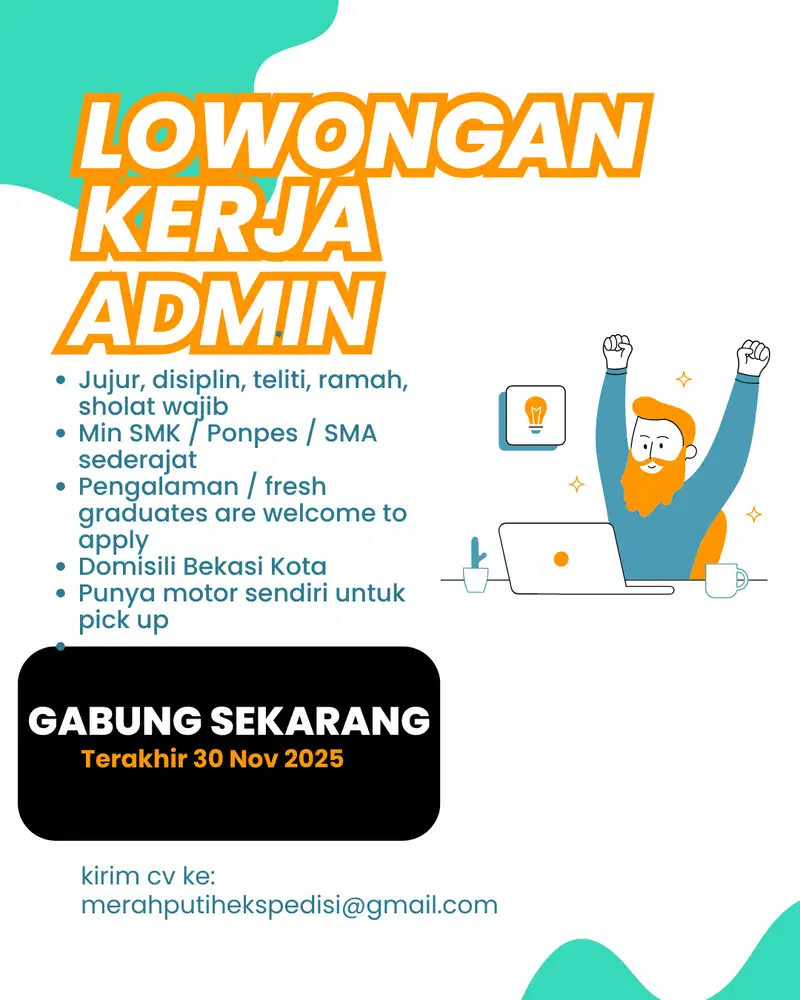 Admin counter / outlet jasa ekspedisi di kota Bekasi