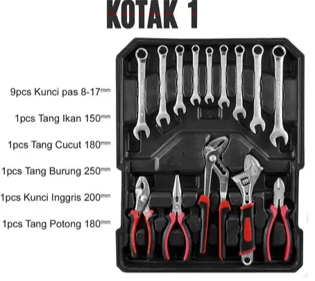 Reaim Tool Set Kunci 187/85/82PCS Shock Socket Koper Lengkap Kotak