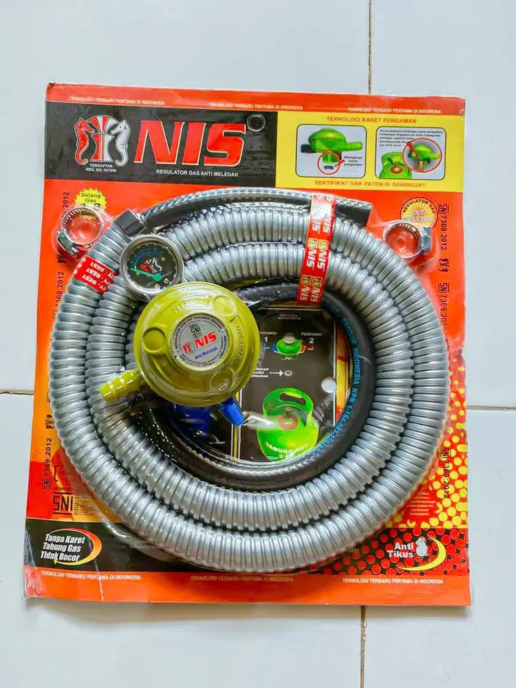 SELANG KOMPOR GAS PLUS REGULATOR MEREK NIS DOUBLE LOCK