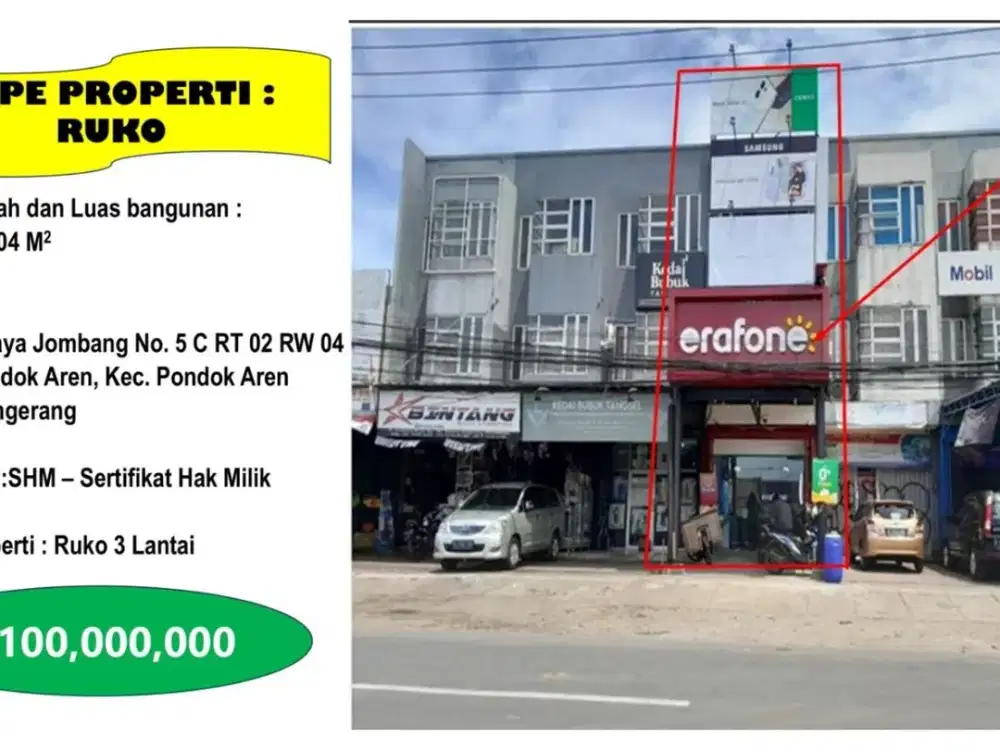 DIJUAL RUKO SIAP PAKAI DI PUSAT KERAMAIAN PONDOK AREN – HANYA 2,1 M!