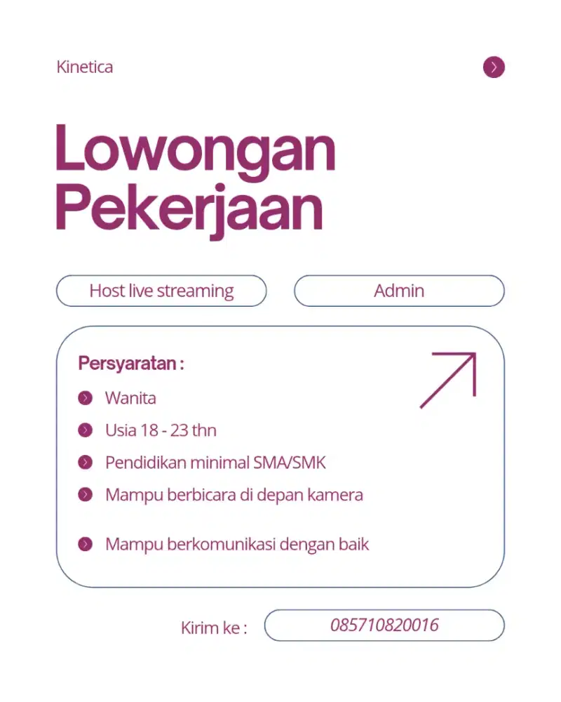 Lowongan pekerjaan host live dan admin