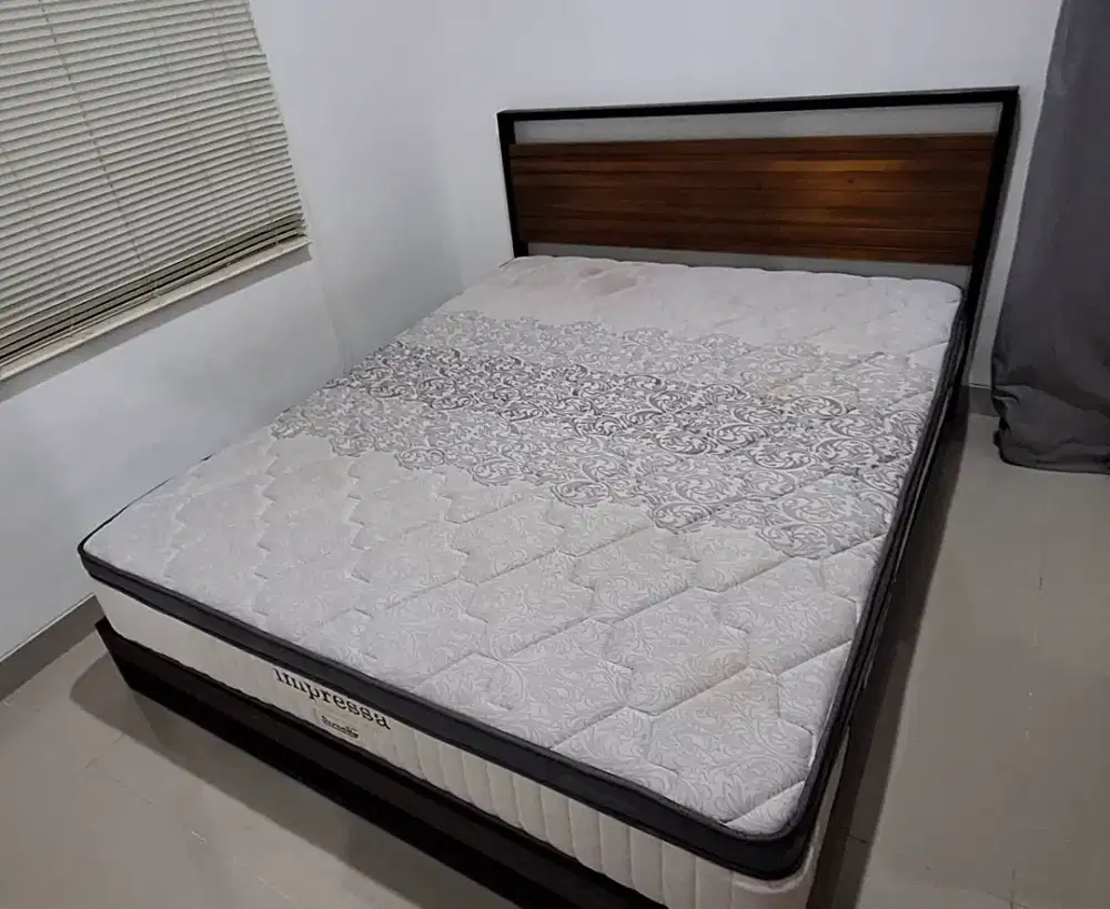 Ranjang tempat tidur kayu besi kasur matras latex elite 160 cm