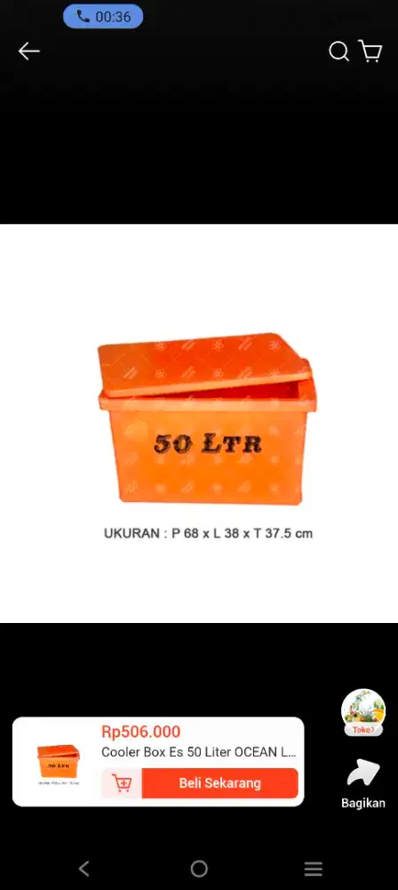 Ice box cooler 50ltr.ukuran P68xL38x37,5