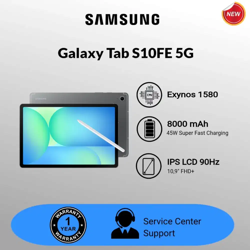 Samsung Galaxy Tab S10FE 5G resmi 1th free buds core