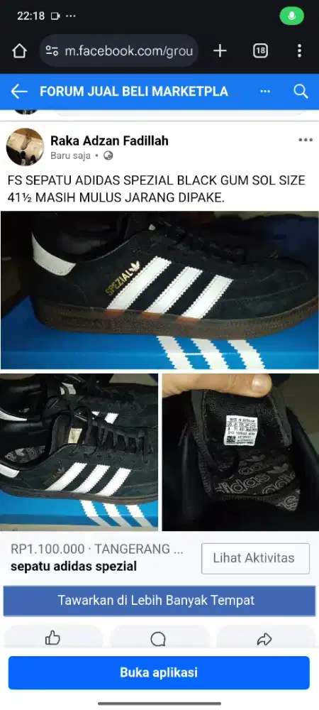 sepatu adidas spezial blackgum sol